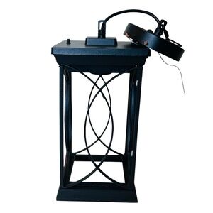 Matte Black Outdoor Metal Pendant Light Fixture Ceiling Hanging Lantern 16.5"